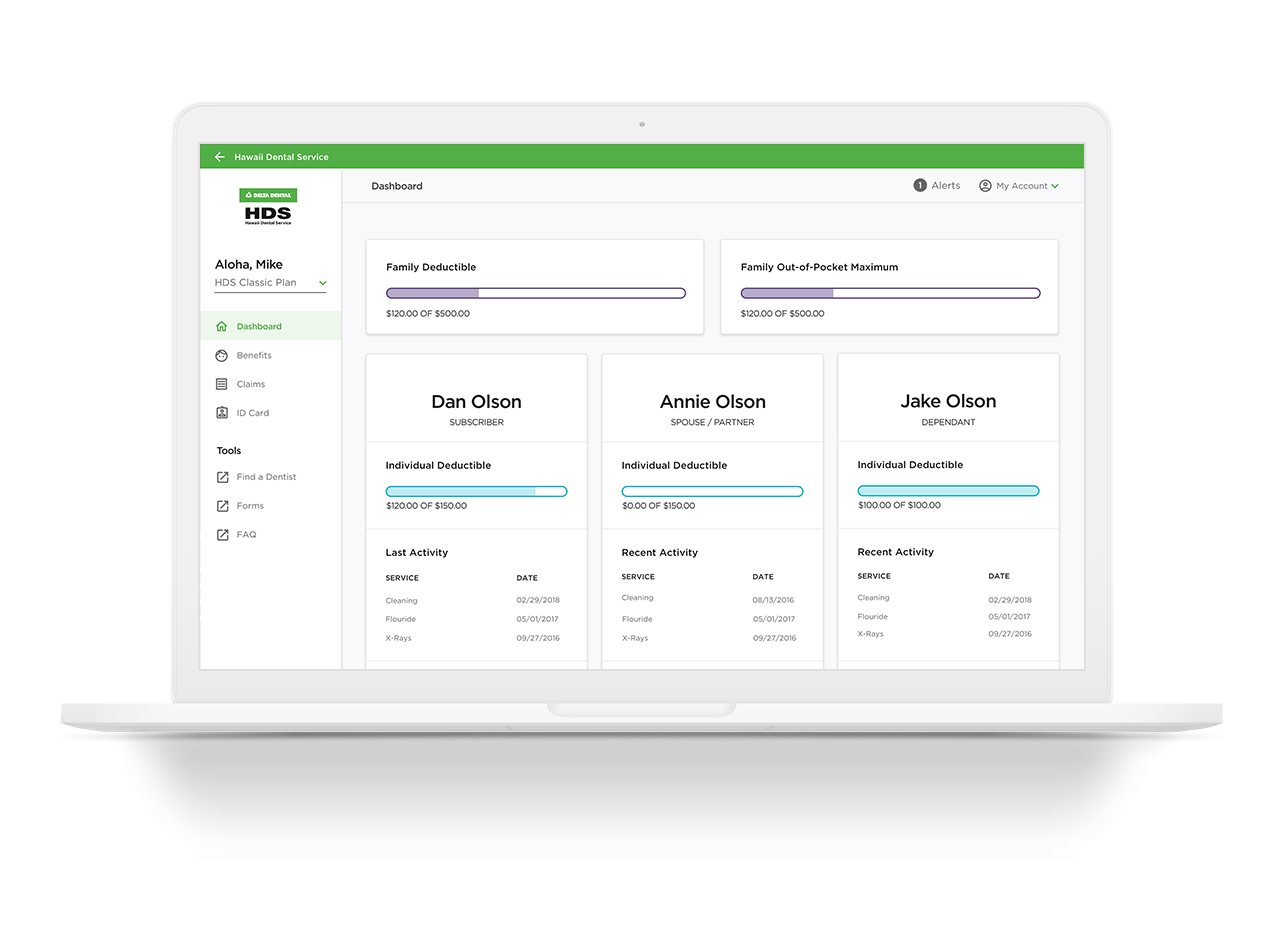 computer showing example member dashboard