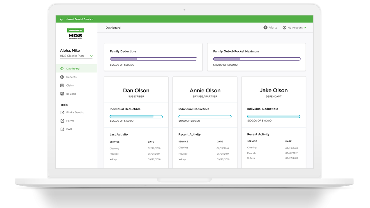 computer showing example member dashboard